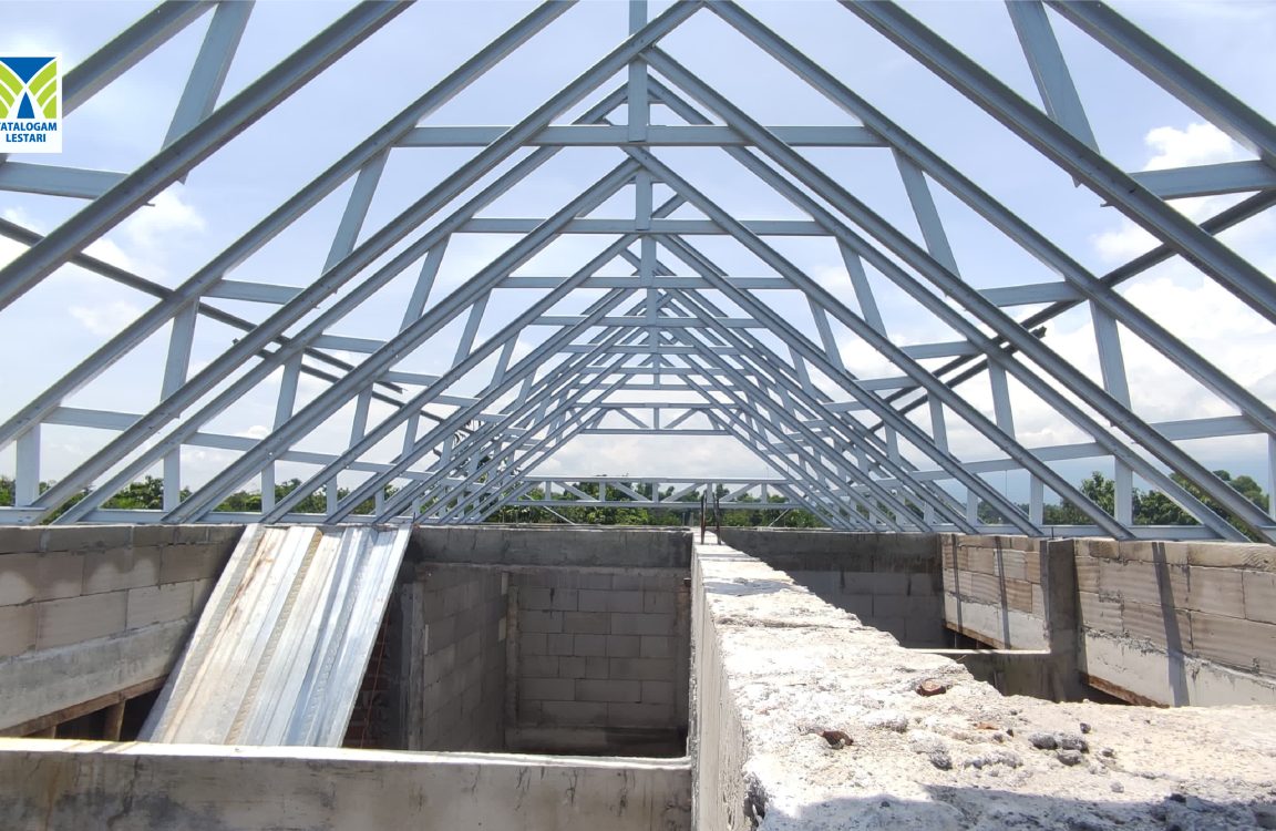 Gambar 2. Rangka Atap dengan Baja Ringan Profil C. Sumber: Dokumentasi Tatalogam